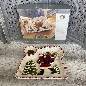 Christmas chips and dips platter vintage Santa holiday winter party entering